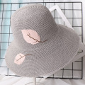 Korean Women Embroidery Leaf Straw Hat Spring And Summer Outing Sunscreen Sunshade Breathable Sunhat